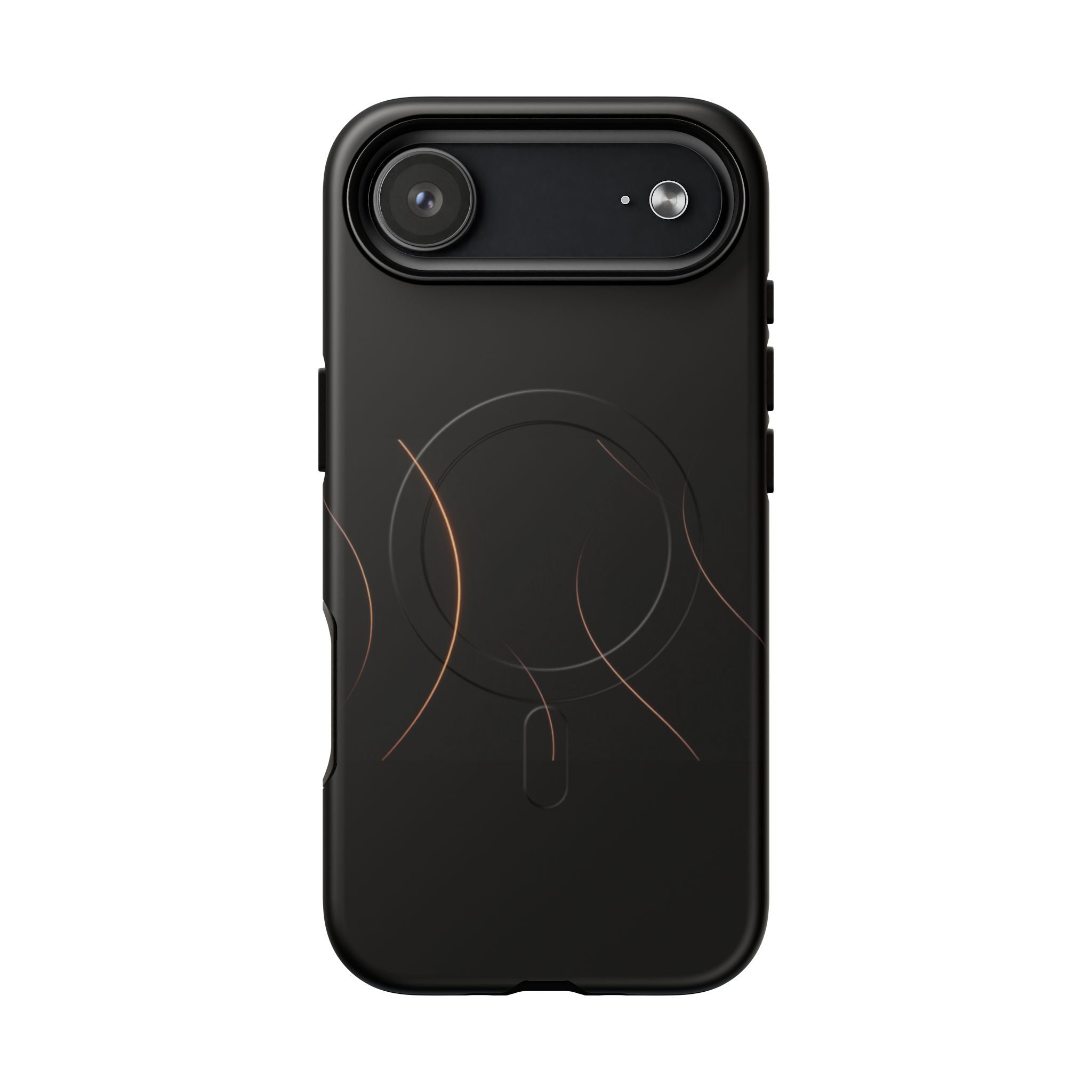 Magnetic Tough Phone Case — Black Minimalist Rings, Shockproof Magnetic Grip